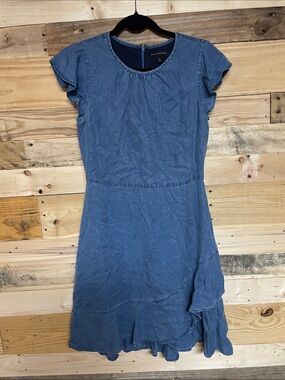 Banana Republic size 4 soft denim ruffle sleeves and ruffle bottom dress